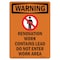 Signmission Safety Sign, OSHA WARNING, 18" Height, Renovation Work Contains, Portrait, D-1218-V-13494 OS-WS-D-1218-V-13494 - alternate 1